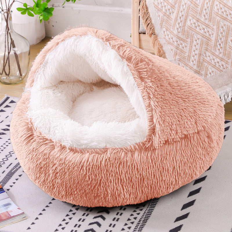 Deep Sleep Half-pack Semi-enclosed Dual-use Plush Round Pet Bed - 𝓢𝓱𝓸𝓹𝓵𝓮𝓬𝔂