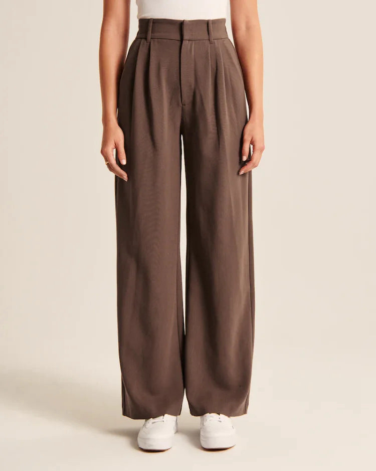 High Waist Straight Trousers With Pockets Wide Leg Casual Pants For Women - 𝓢𝓱𝓸𝓹𝓵𝓮𝓬𝔂