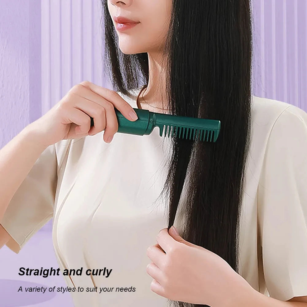 Professional Wireless Hair Straightener Curler Comb Fast Heating Negative Ion Straightening Curling Brush Hair Styling Tools - 𝓢𝓱𝓸𝓹𝓵𝓮𝓬𝔂