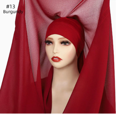 Lazy Chiffon Convenient Headscarf Magnetic Buckle Fixed Anti-drop Solid Color - 𝓢𝓱𝓸𝓹𝓵𝓮𝓬𝔂