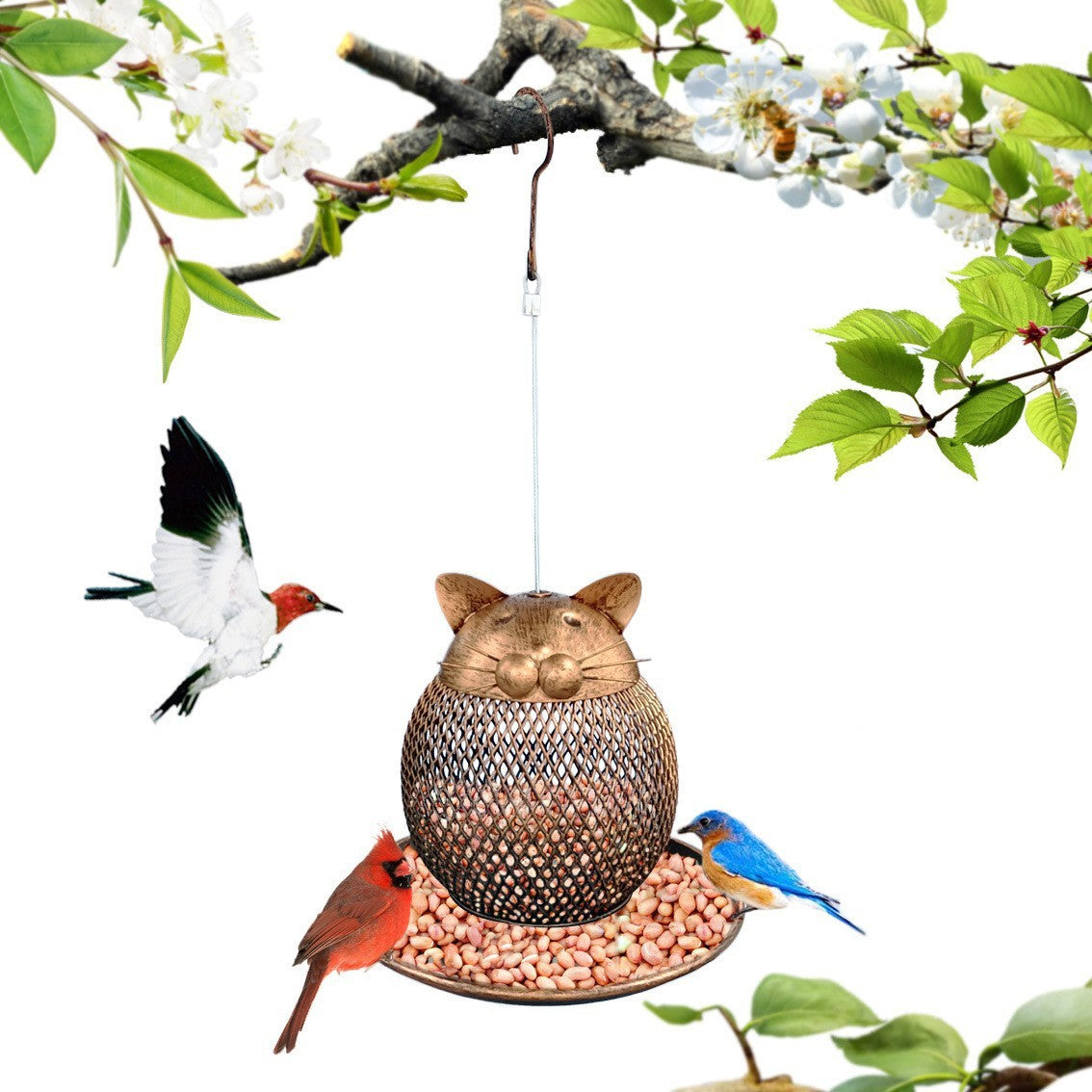 Cat Shaped Bird Feeder Cat Shaped Vintage Handmade Outdoor Decor Villa Garden Decoration Hanging Bird Outdoor Feeder - 𝓢𝓱𝓸𝓹𝓵𝓮𝓬𝔂