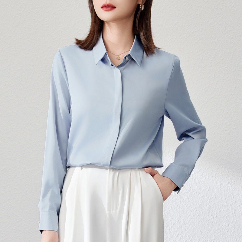 Graceful Satin Top OL Business Clothing Shirt For Women - 𝓢𝓱𝓸𝓹𝓵𝓮𝓬𝔂