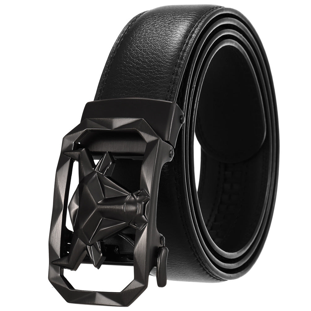Fashion Men's Leather Belt Alloy Automatic Buckle - 𝓢𝓱𝓸𝓹𝓵𝓮𝓬𝔂
