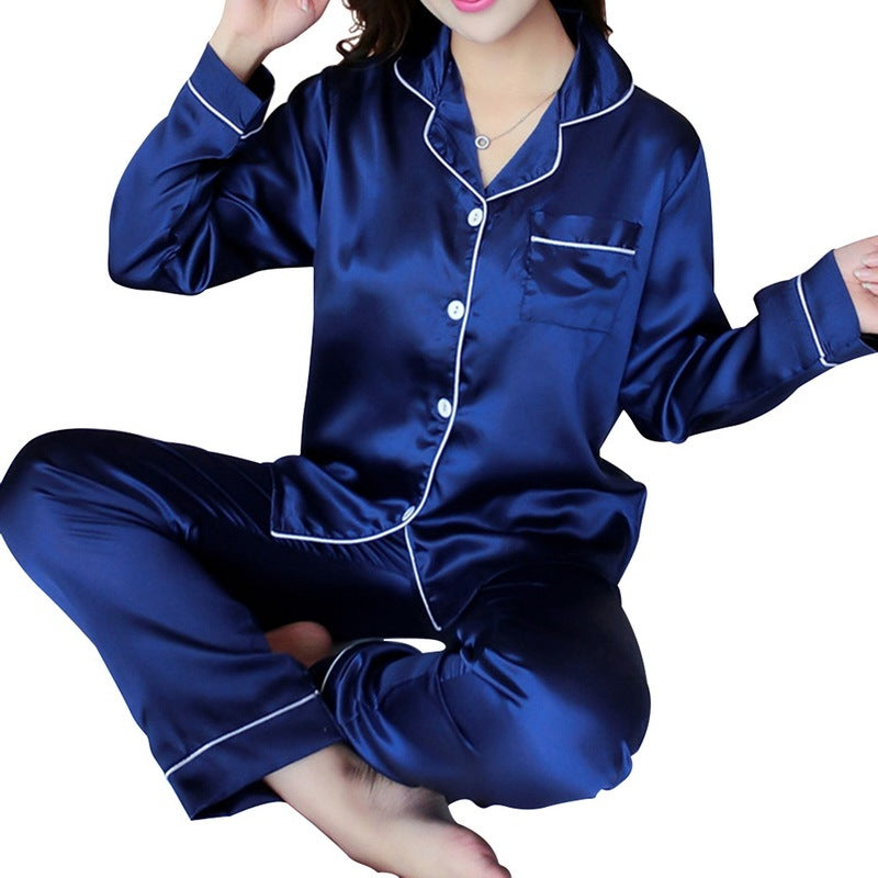 Women's Ice Silk Long Sleeve Home Pajama Set - 𝓢𝓱𝓸𝓹𝓵𝓮𝓬𝔂