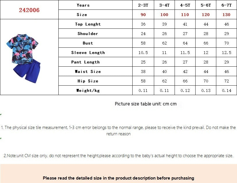 Summer New Boys' Short-sleeved Printed Shirt And Shorts Two-piece Set - 𝓢𝓱𝓸𝓹𝓵𝓮𝓬𝔂