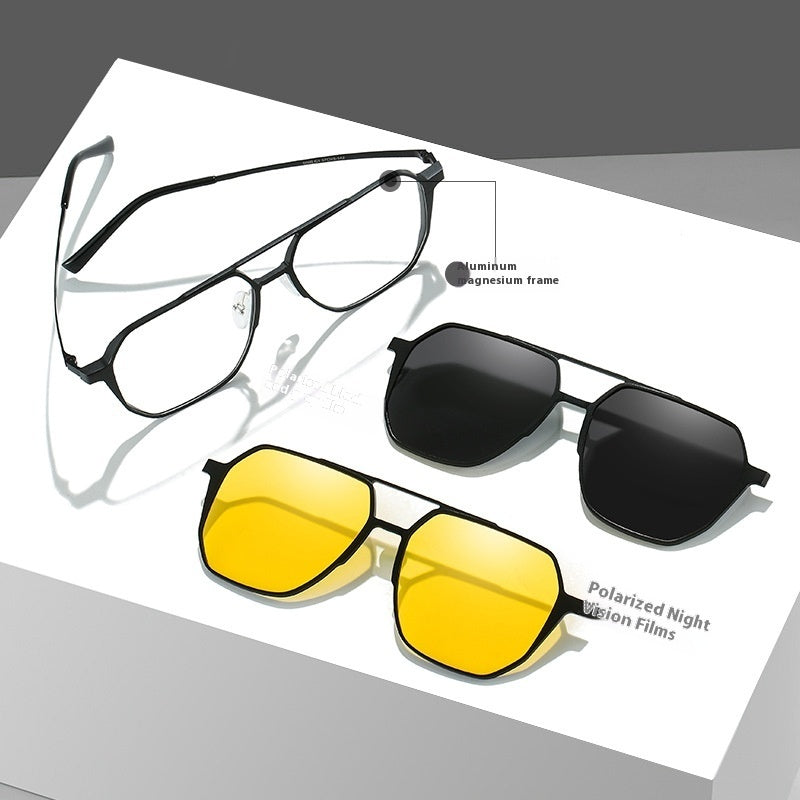 Driving Men's Three-in-one Magnetic Aluminum Magnesium Glasses - 𝓢𝓱𝓸𝓹𝓵𝓮𝓬𝔂
