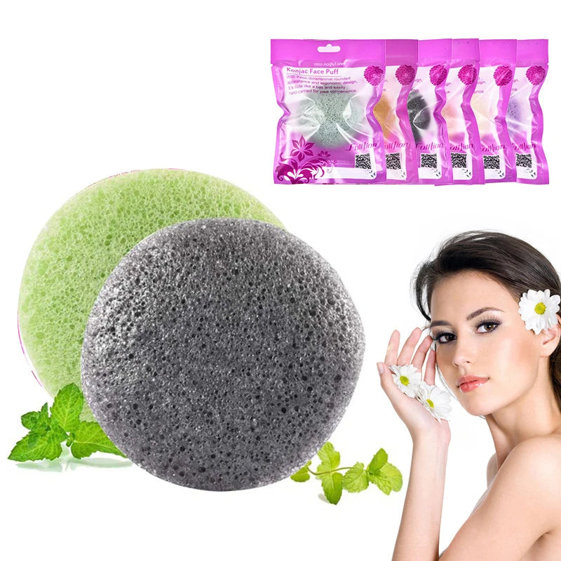 Natural Round Shap Konjac Sponge Face Cleaning Sponge - 𝓢𝓱𝓸𝓹𝓵𝓮𝓬𝔂