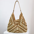 Women's Fashion Handmade Straw Woven Hollow Contrast Color Weave Shoulder Bag - 𝓢𝓱𝓸𝓹𝓵𝓮𝓬𝔂