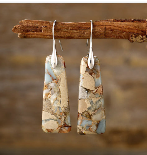 Bohemian Emperor Stone Geometric Pendant Earrings
