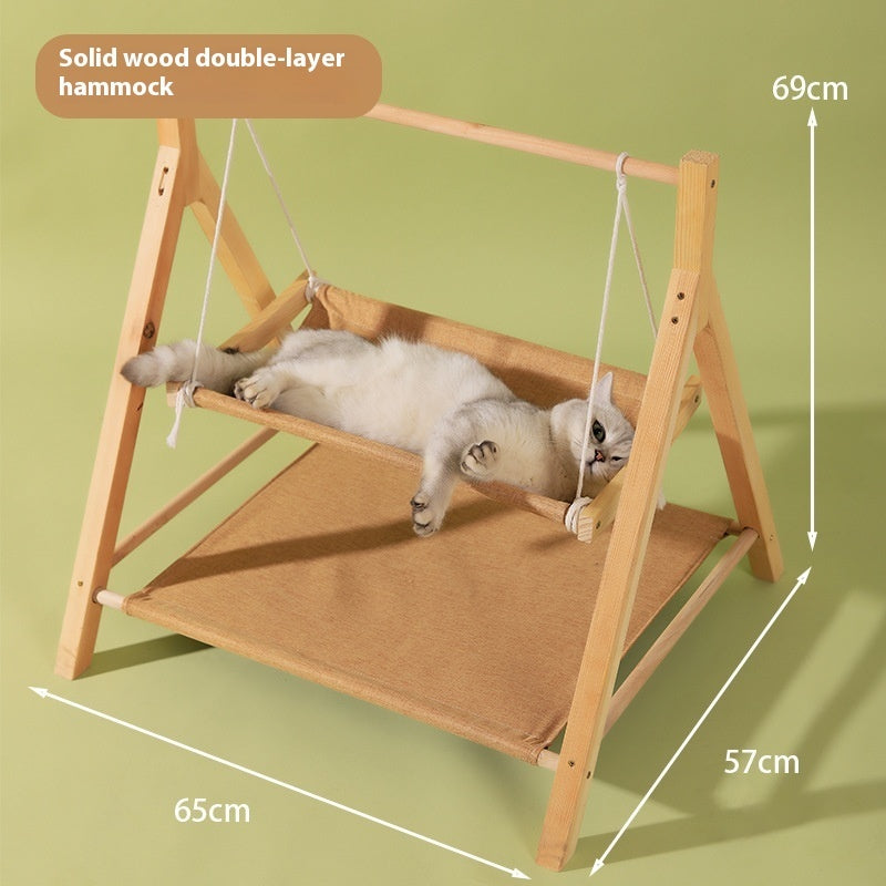Pet Cat Hammock Double-layer Four Seasons Universal Wooden Cat Nest - 𝓢𝓱𝓸𝓹𝓵𝓮𝓬𝔂
