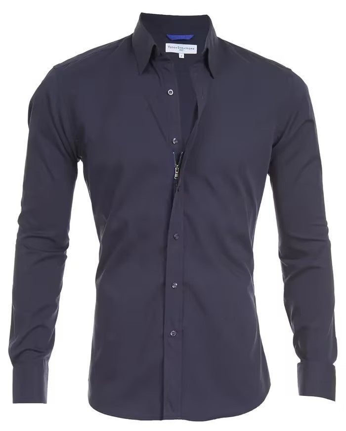 Long Sleeve Zipper Shirt With Button Design Fashion Lapel Tops For Mens Clothing - 𝓢𝓱𝓸𝓹𝓵𝓮𝓬𝔂