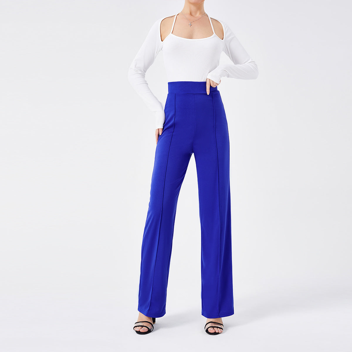 Solid Color Casual Pants Slim, High-waisted Bell Bottoms - 𝓢𝓱𝓸𝓹𝓵𝓮𝓬𝔂