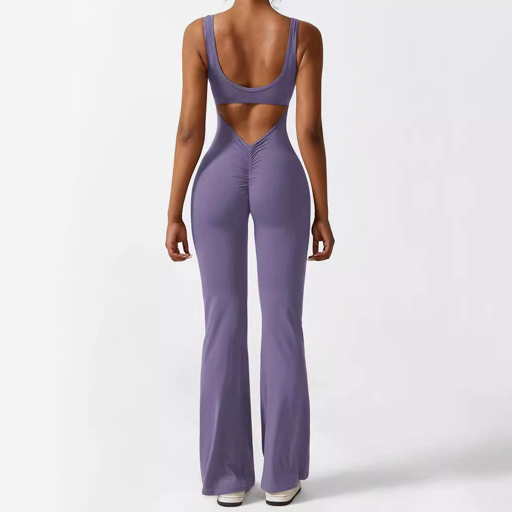 Women Sleeveless Flare Jumpsuits Fitness Yoga Long Pants - 𝓢𝓱𝓸𝓹𝓵𝓮𝓬𝔂