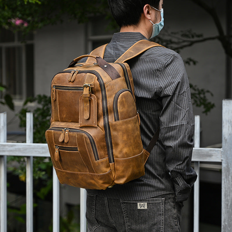 Retro Men's Backpack Cowhide Large Capacity 15-inch Computer Bag - 𝓢𝓱𝓸𝓹𝓵𝓮𝓬𝔂