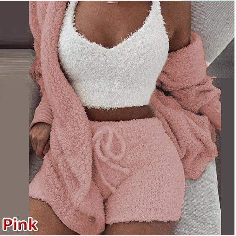 3 Pieces Of Fashionable Ladies Plush Home Clothes - 𝓢𝓱𝓸𝓹𝓵𝓮𝓬𝔂