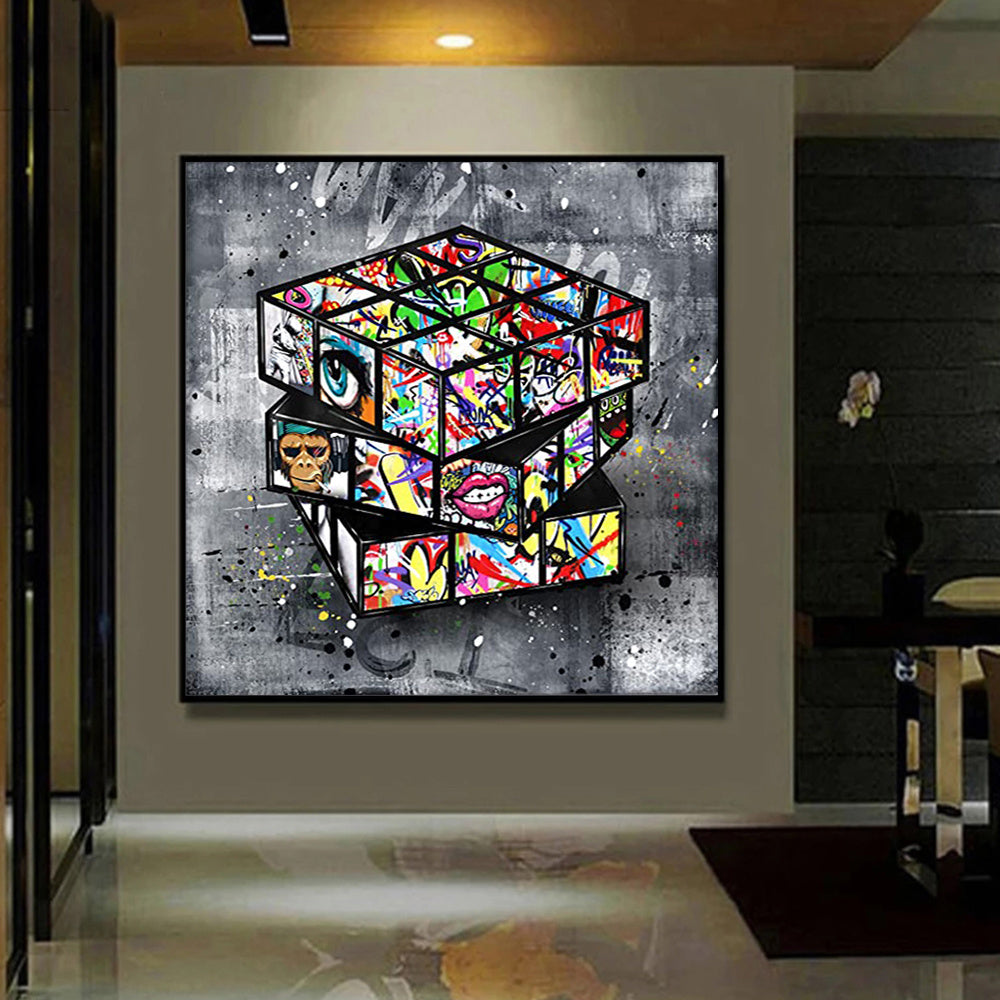 Banksy Graffiti Rubik's Cube Canvas Painting Wall - 𝓢𝓱𝓸𝓹𝓵𝓮𝓬𝔂