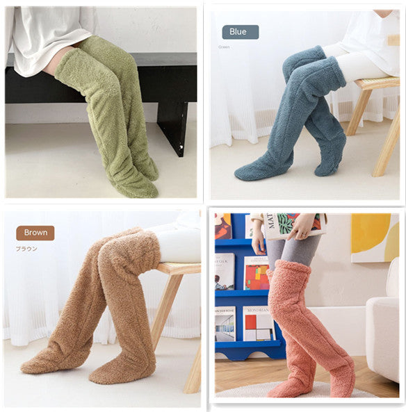 Over Knee High Fuzzy Long Socks Winter Warm Cold Leg Knee Joint Cold-proof Stockings Home Floor Sleeping Socks - 𝓢𝓱𝓸𝓹𝓵𝓮𝓬𝔂