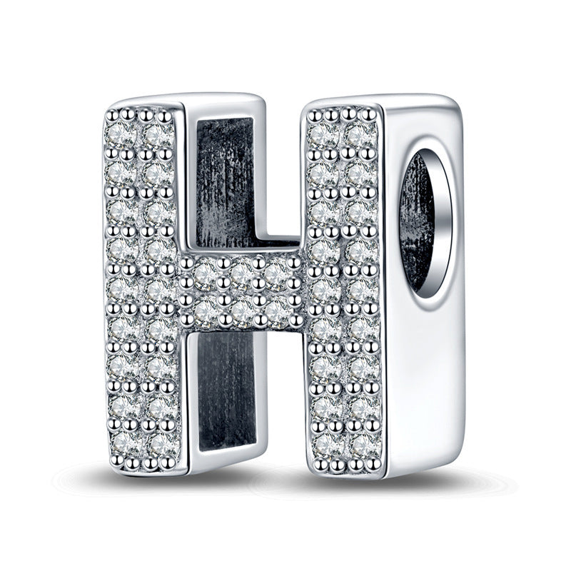 Twenty-six Letter Beads White Copper Silver Plated Beaded Braceletnecklace Ornament - 𝓢𝓱𝓸𝓹𝓵𝓮𝓬𝔂