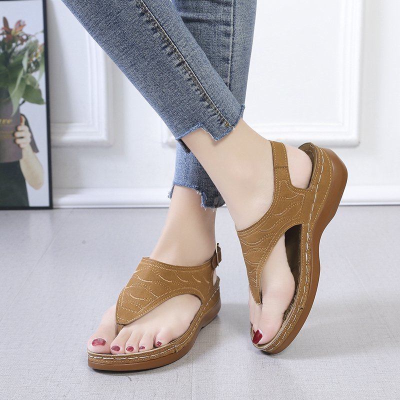 Casual Sandals Women's Wedge Heel Solid Color Flip Flop Sandals - 𝓢𝓱𝓸𝓹𝓵𝓮𝓬𝔂