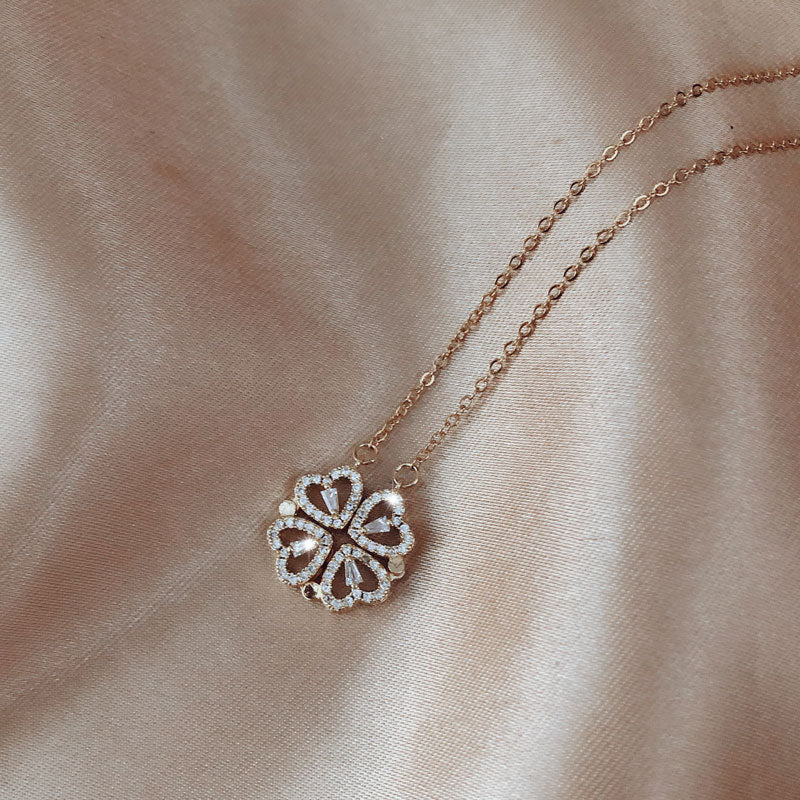 Explosive Style Detachable Deformed Four-leaf Clover Necklace For Women A Multi-wearing Zircon Small Love Short Clavicle Chain - 𝓢𝓱𝓸𝓹𝓵𝓮𝓬𝔂
