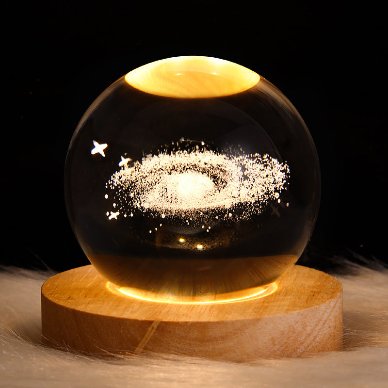 LED Night Light Galaxy Crystal Ball Table Lamp 3D Planet Moon Lamp Bedroom Home Decor For Kids Party Children Birthday Gifts - 𝓢𝓱𝓸𝓹𝓵𝓮𝓬𝔂
