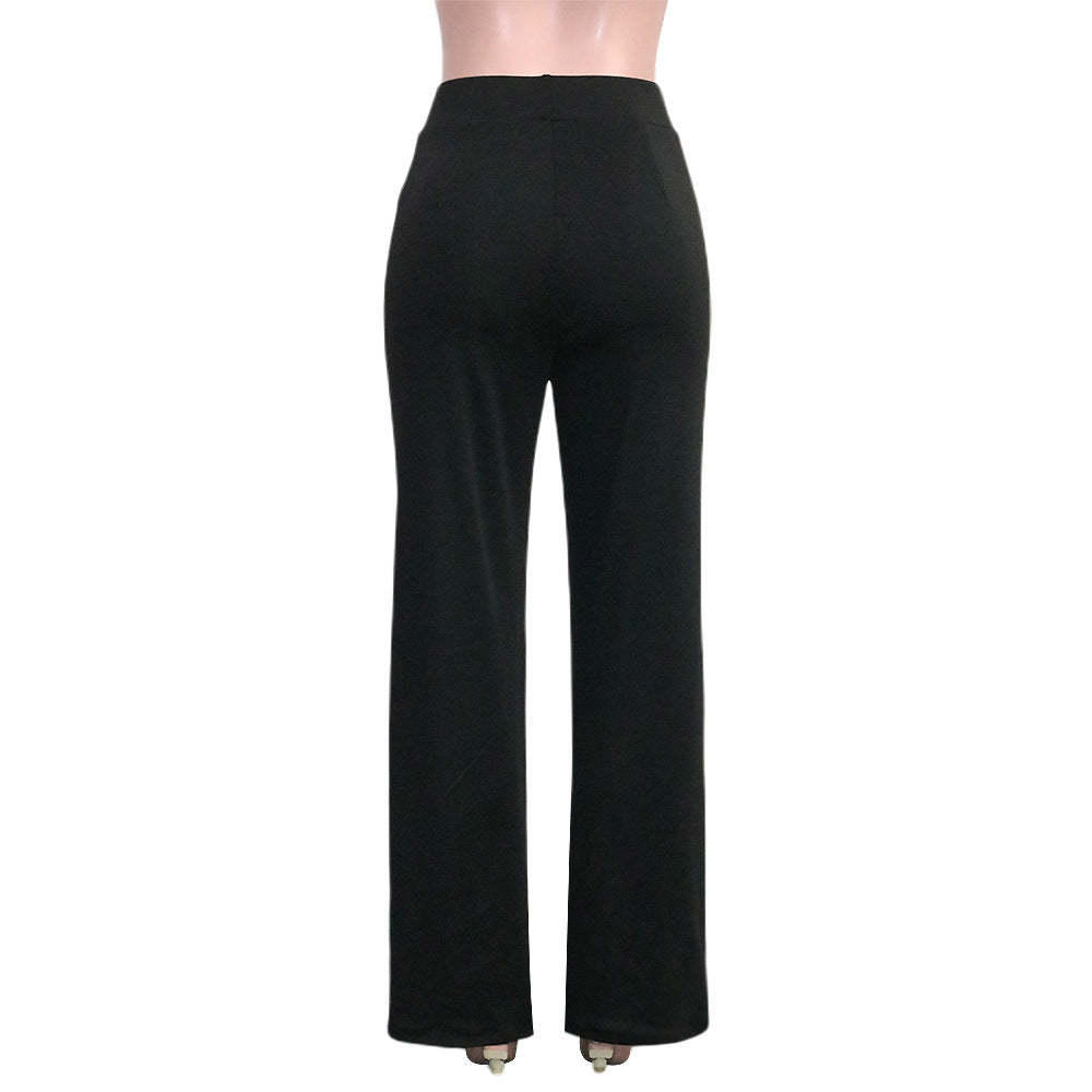 Solid Color Casual Pants Slim, High-waisted Bell Bottoms - 𝓢𝓱𝓸𝓹𝓵𝓮𝓬𝔂