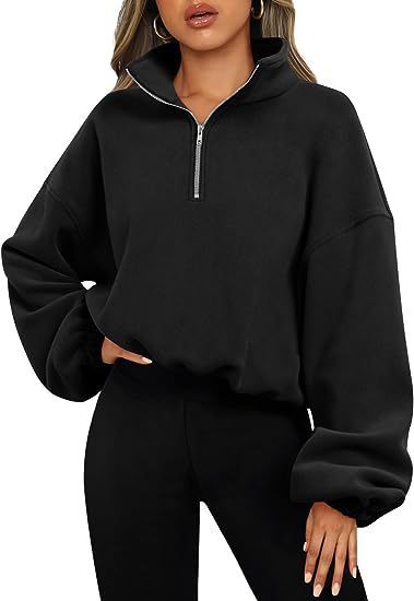 Loose Sport Pullover Hoodie Women Winter Solid Color Zipper Stand Collar Sweatshirt Thick Warm Clothing - 𝓢𝓱𝓸𝓹𝓵𝓮𝓬𝔂