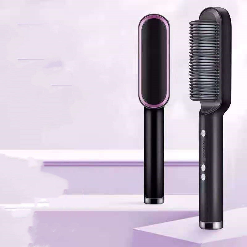 New 2 In 1 Hair Straightener Hot Comb Negative Ion Curling Tong Dual-purpose Electric Hair Brush - 𝓢𝓱𝓸𝓹𝓵𝓮𝓬𝔂