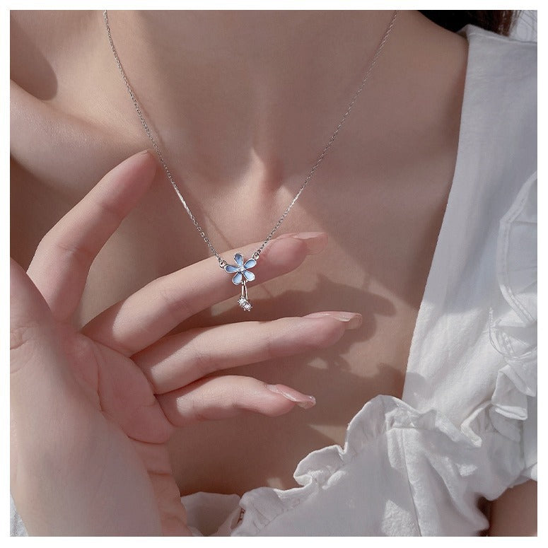 S999 Pure Silver Flower Necklace For Women Summer - 𝓢𝓱𝓸𝓹𝓵𝓮𝓬𝔂