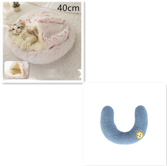 2 In 1 Dog And Cat Bed Pet Winter Bed Round Plush Warm Bed House Soft Long Plush Pets Bed Pet Products - 𝓢𝓱𝓸𝓹𝓵𝓮𝓬𝔂