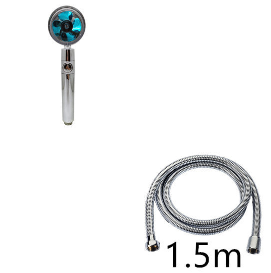 Propeller Driven Shower Head With Stop Button And Cotton Filter Turbocharged High Pressure Handheld Shower Nozzle 