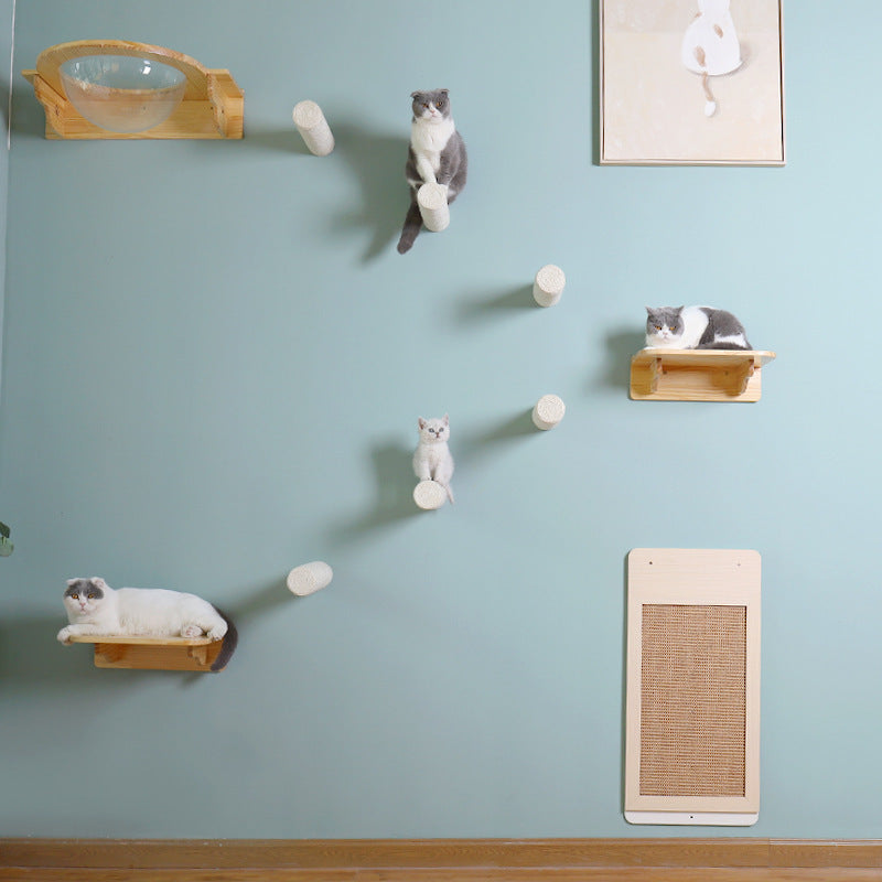 Wall-mounted Solid Wood Cat Rack Sisal Grab Post - 𝓢𝓱𝓸𝓹𝓵𝓮𝓬𝔂