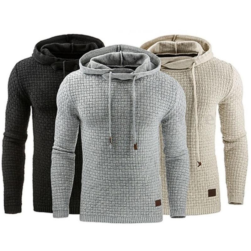 Men's Jacquard Sweater Long-sleeved Hoodie Warm Color Hooded Sweatshirt Jacket - 𝓢𝓱𝓸𝓹𝓵𝓮𝓬𝔂