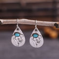 Alloy Carved Earrings Inlaid Turquoise