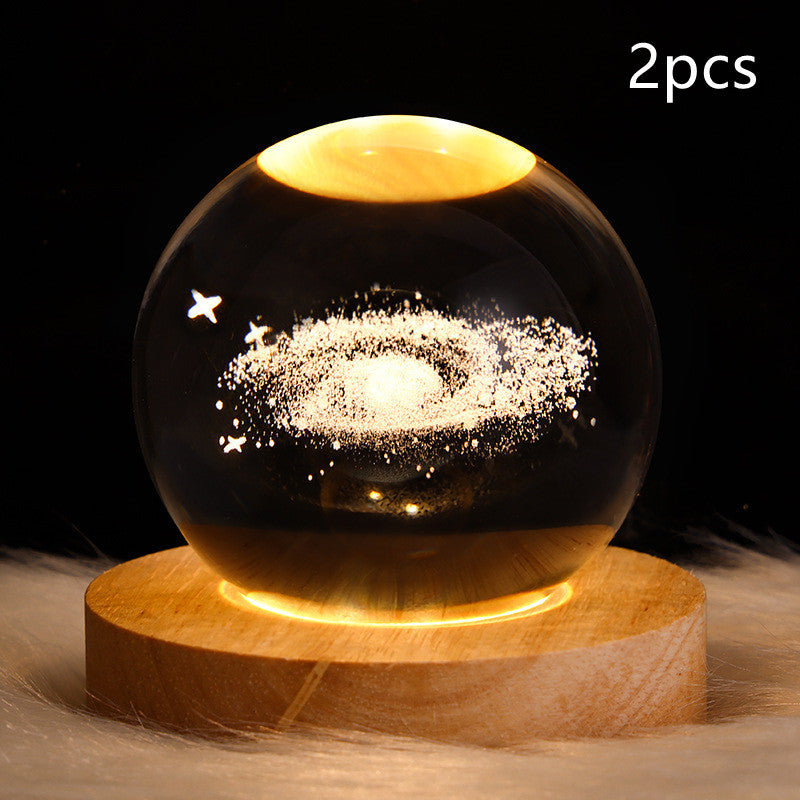 LED Night Light Galaxy Crystal Ball Table Lamp 3D Planet Moon Lamp Bedroom Home Decor For Kids Party Children Birthday Gifts - 𝓢𝓱𝓸𝓹𝓵𝓮𝓬𝔂