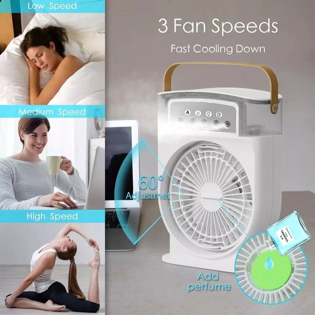 Portable USB Air Conditioner Cooling Fan With 5 Sprays 7 Color Light 600ML Water Tank Spray Mist Air Cooler Humidifiers - 𝓢𝓱𝓸𝓹𝓵𝓮𝓬𝔂