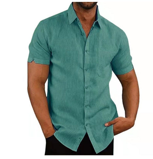 Men Short Sleeve Summer Solid Shirts Casual Loose Tops Tee - 𝓢𝓱𝓸𝓹𝓵𝓮𝓬𝔂