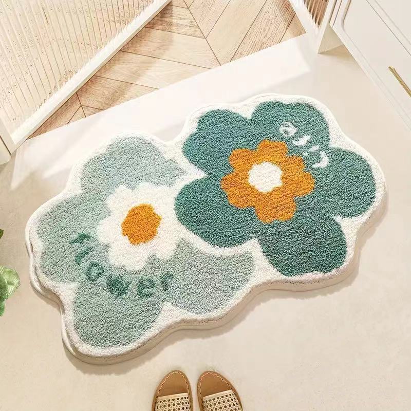 Cashmere-like Floor Mat Cross-border Flower Home Bathroom Non-slip Floor Mat - 𝓢𝓱𝓸𝓹𝓵𝓮𝓬𝔂