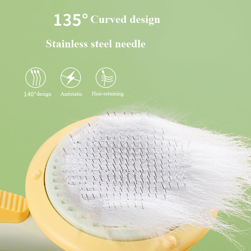 New Pet Cat Brush Hot Selling Hand-held Steel Wire Self-cleaning Comb Looper For Hair Removal - 𝓢𝓱𝓸𝓹𝓵𝓮𝓬𝔂