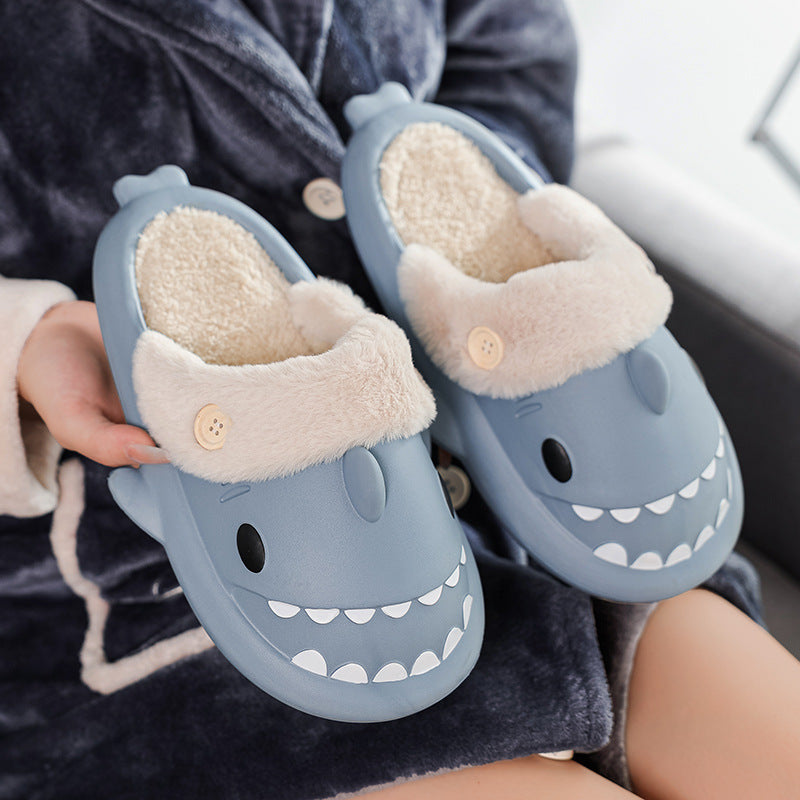 Winter Shark Shoes House Slippers With Button EVA Couple Slippers - 𝓢𝓱𝓸𝓹𝓵𝓮𝓬𝔂