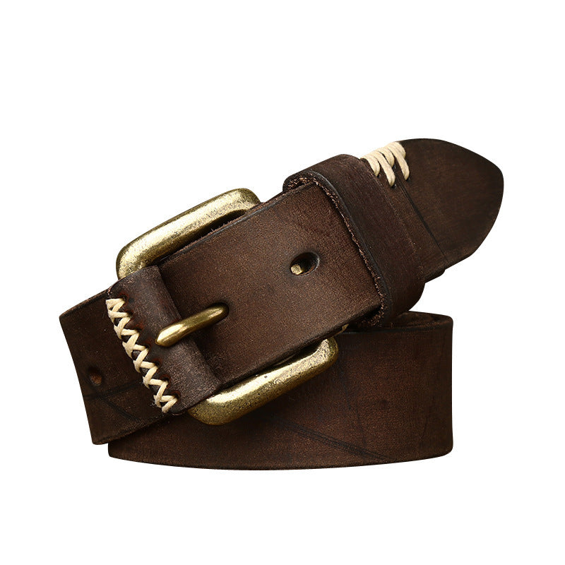 Handmade Retro First Layer Cow Leather Belt - 𝓢𝓱𝓸𝓹𝓵𝓮𝓬𝔂