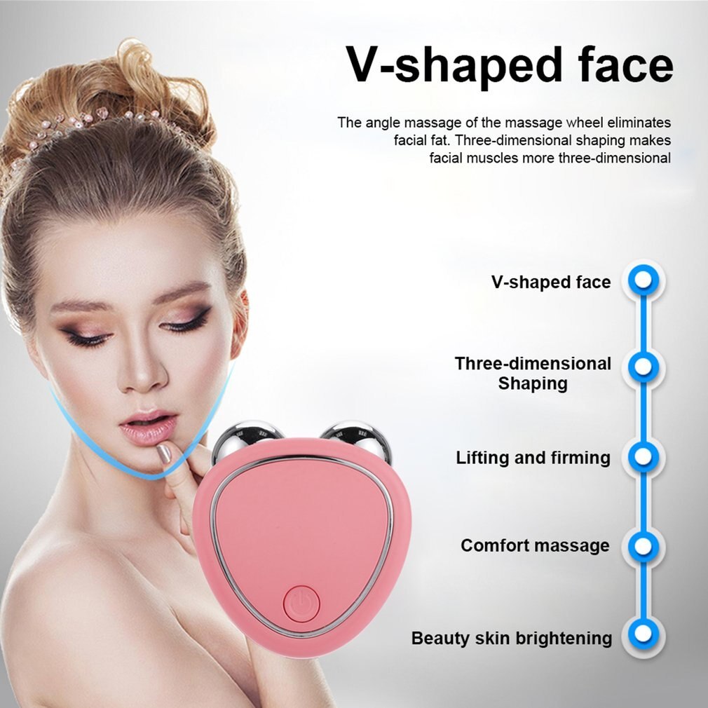 Portable Facial Micro-current Beauty Instrument For Lifting Thinning And Reducing Edema With Double Roller Massager - 𝓢𝓱𝓸𝓹𝓵𝓮𝓬𝔂