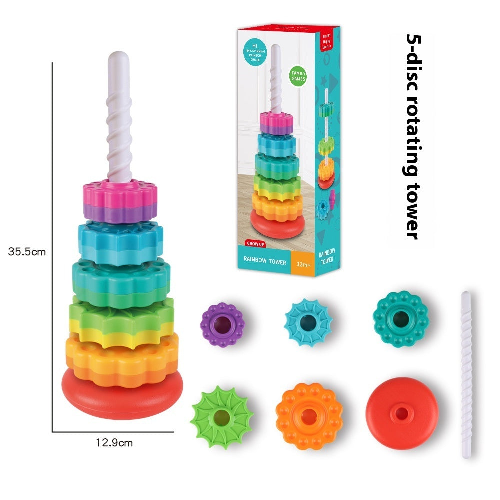Rainbow Rotating Tower Toy Baby Early Education Intellectual Development Intelligence Ferrule - 𝓢𝓱𝓸𝓹𝓵𝓮𝓬𝔂