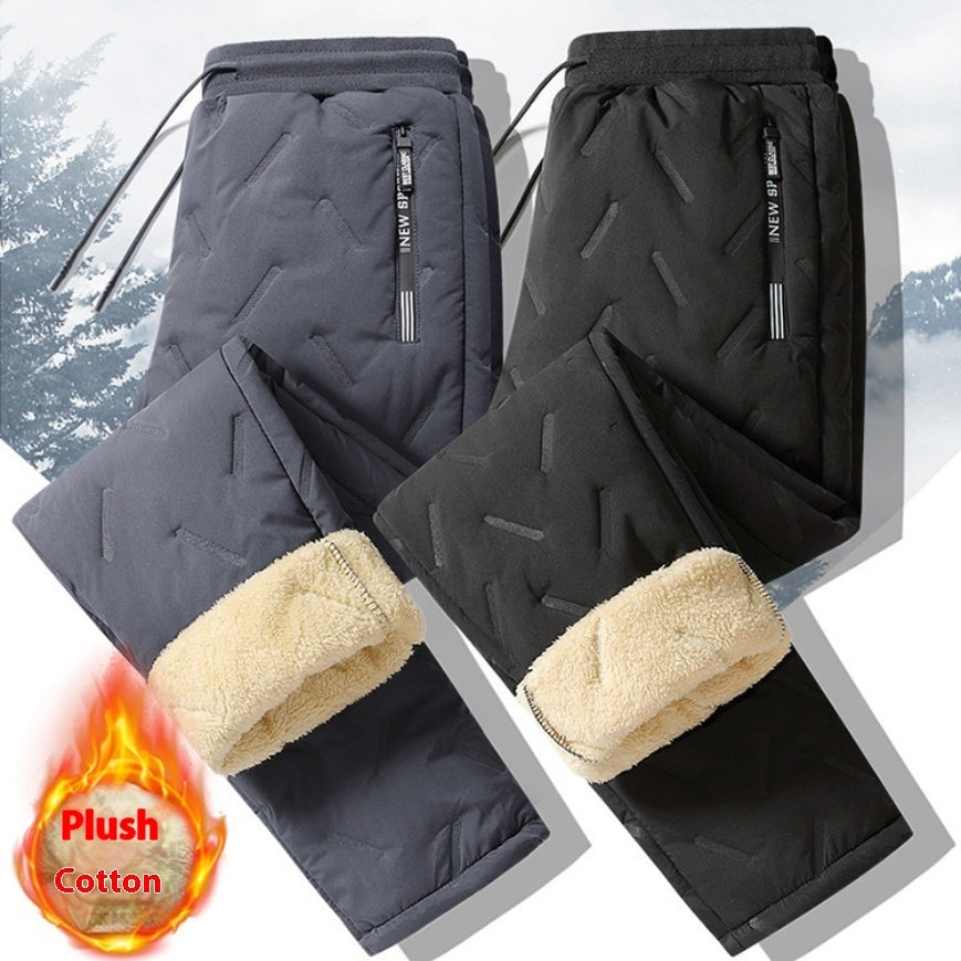 Winter Sweatwear Men Plush Thick Fleece Sweatpant Lambswool Thermal Trousers Casual Pants Waterproof Windproof Warm Cotton Pants - 𝓢𝓱𝓸𝓹𝓵𝓮𝓬𝔂