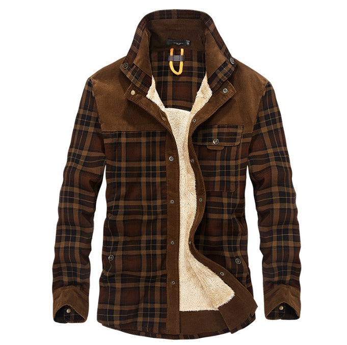 Winter Jacket Men Thicken Warm Fleece Jackets Coats Pure Cotton Plaid Jacket Military Clothes - 𝓢𝓱𝓸𝓹𝓵𝓮𝓬𝔂