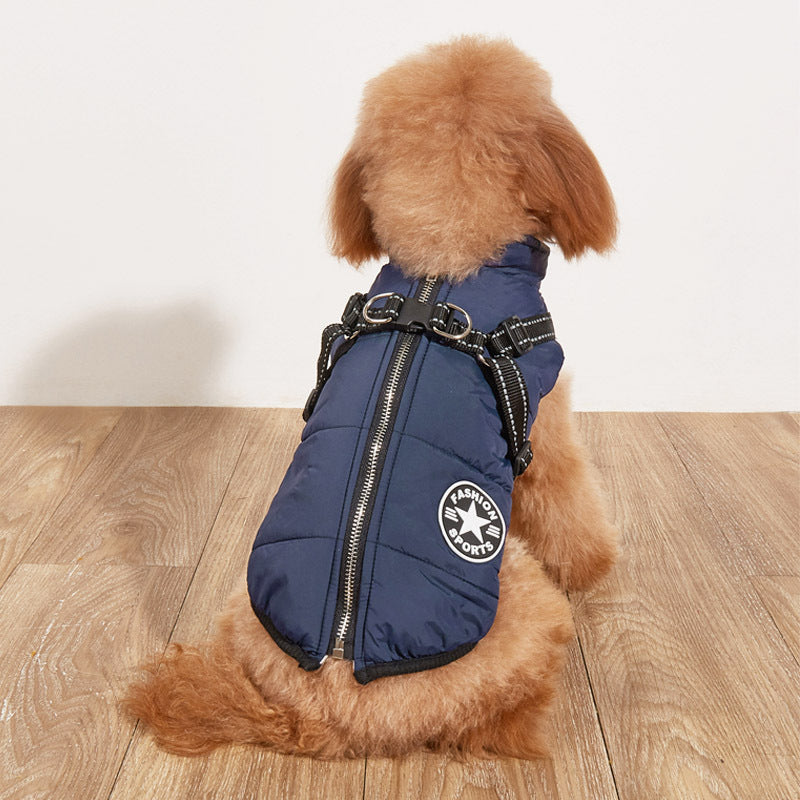 Pet Warm Dog Cotton-padded Clothes Fleece-lined Thickened Reflective Gallus - 𝓢𝓱𝓸𝓹𝓵𝓮𝓬𝔂