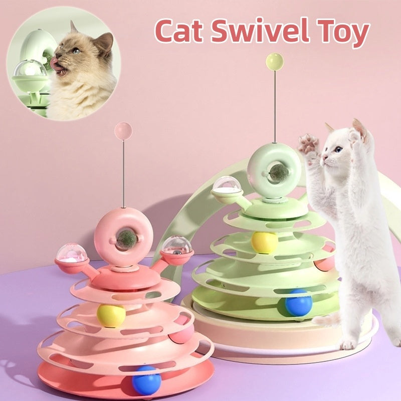 4 Levels Cat Toy Tower Turntable Roller Balls Toys Interactive Intelligence Pets Toys Training Track Puzzle Funny Games Accessories Pet Products - 𝓢𝓱𝓸𝓹𝓵𝓮𝓬𝔂