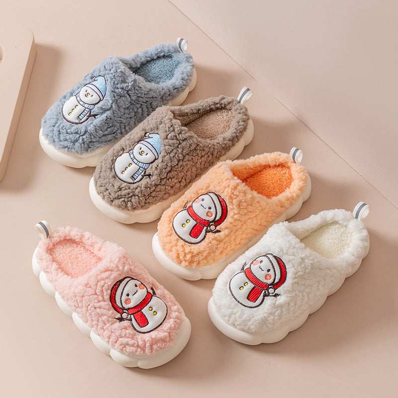 Cute Snowman Slippers Winter Indoor Household Warm Plush Thick-Soled Anti-slip Couple Home Slipper Soft Floor Bedroom House Shoes - 𝓢𝓱𝓸𝓹𝓵𝓮𝓬𝔂