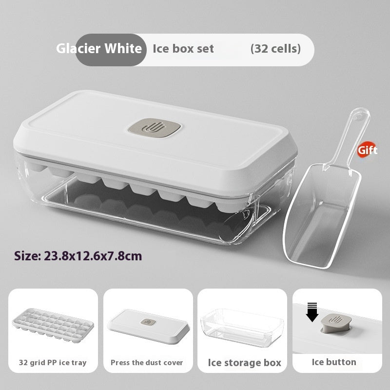 32 Grid Silicone Ice Cube Tray Mould With Lid Shovel Storage Box Remove With One Click Ice Maker DIY Whiskey Cocktail Tools Summer Kitchen Gadgets