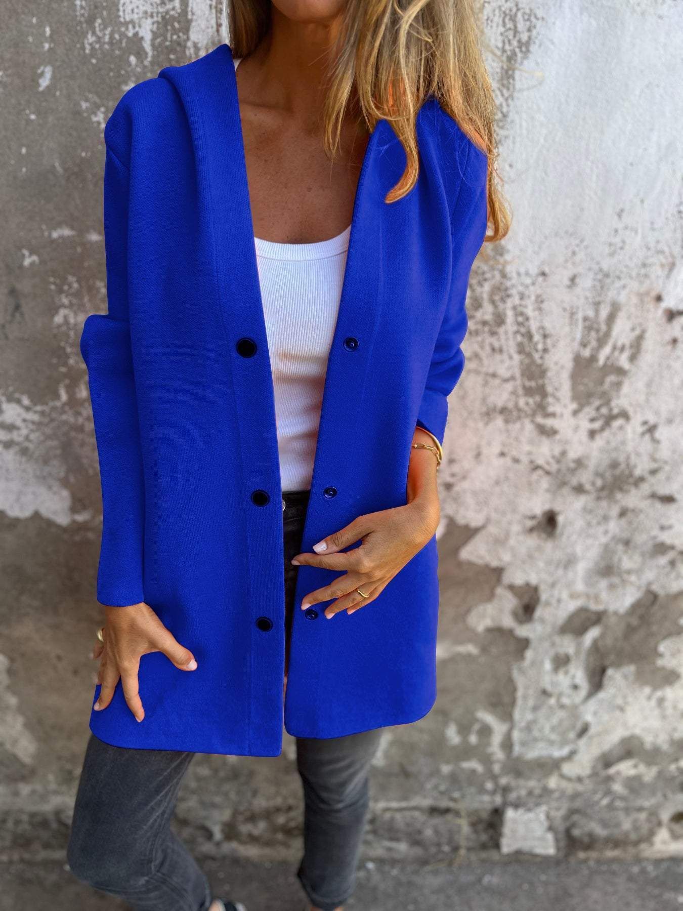 Casual Hooded Single-Breasted Cardigan Fashion Loose Solid Color Jacket Spring And Autumn Women's Clothing - 𝓢𝓱𝓸𝓹𝓵𝓮𝓬𝔂